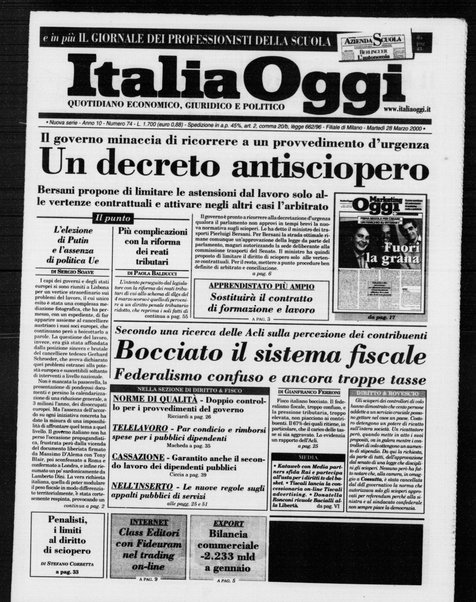 Italia oggi : quotidiano di economia finanza e politica